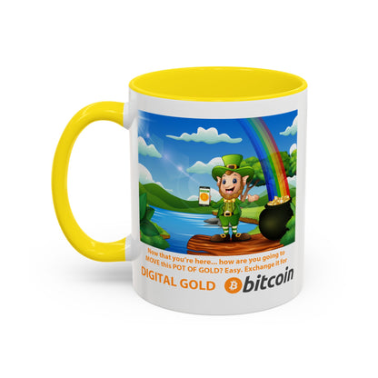 Digital Gold Accent Coffee Mug - St. Patrick's Day Gift for Cryptocurrency Enthusiasts