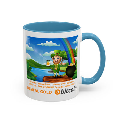 Digital Gold Accent Coffee Mug - St. Patrick's Day Gift for Cryptocurrency Enthusiasts
