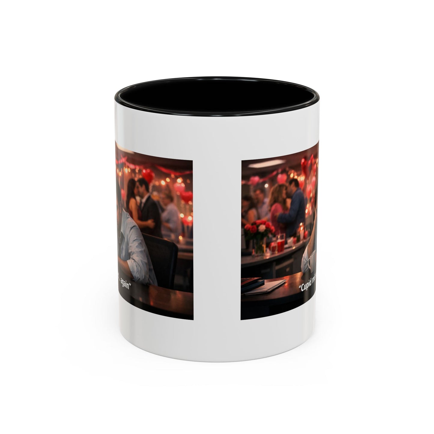 Cupid Missed… Again Funny Valentine Office Party Coffee Mug | Anti-Valentine Humorous Work Mug