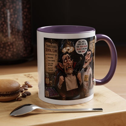 The Count’s Sugar Problem — Funny Vampire Halloween Mug (Accent Colors - Black, Red, Orange, Purple, Pink 11oz/15oz)