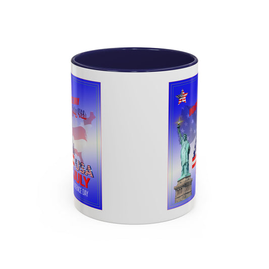 Patriotic Independence Day Statue of Liberty Flag Design Coffee Mug