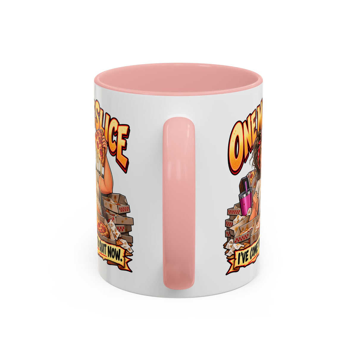 "One More Slice" – Fun Retro Female Pizza Lover - Accent Coffee Mug (11oz/15oz)