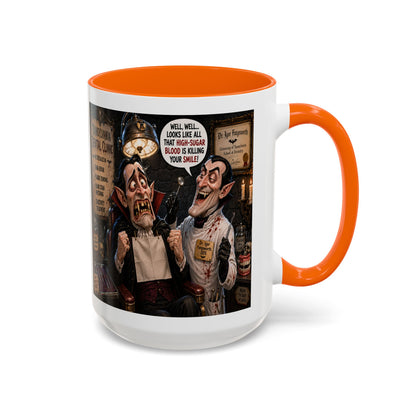 The Count’s Sugar Problem — Funny Vampire Halloween Mug (Accent Colors - Black, Red, Orange, Purple, Pink 11oz/15oz)