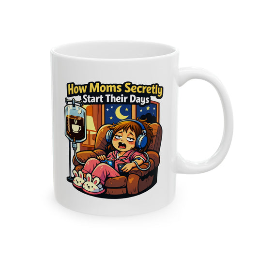 How Moms Secretly Start Their Days Coffee Mug – Funny Mother’s Day Gift for Moms