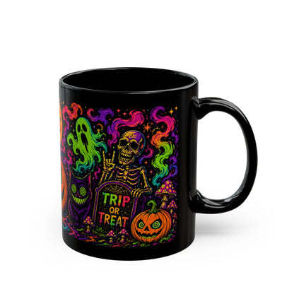 Trip or Treat | Psychedelic Halloween Coffee Mug (Black, 11oz/15oz)