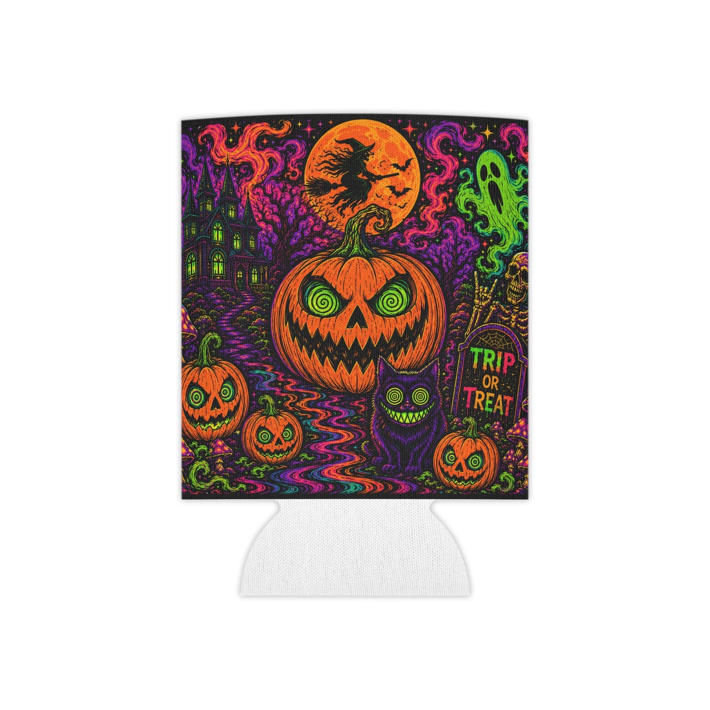 Trip or Treat - Psychedelic Halloween Beer and Soda Koozie