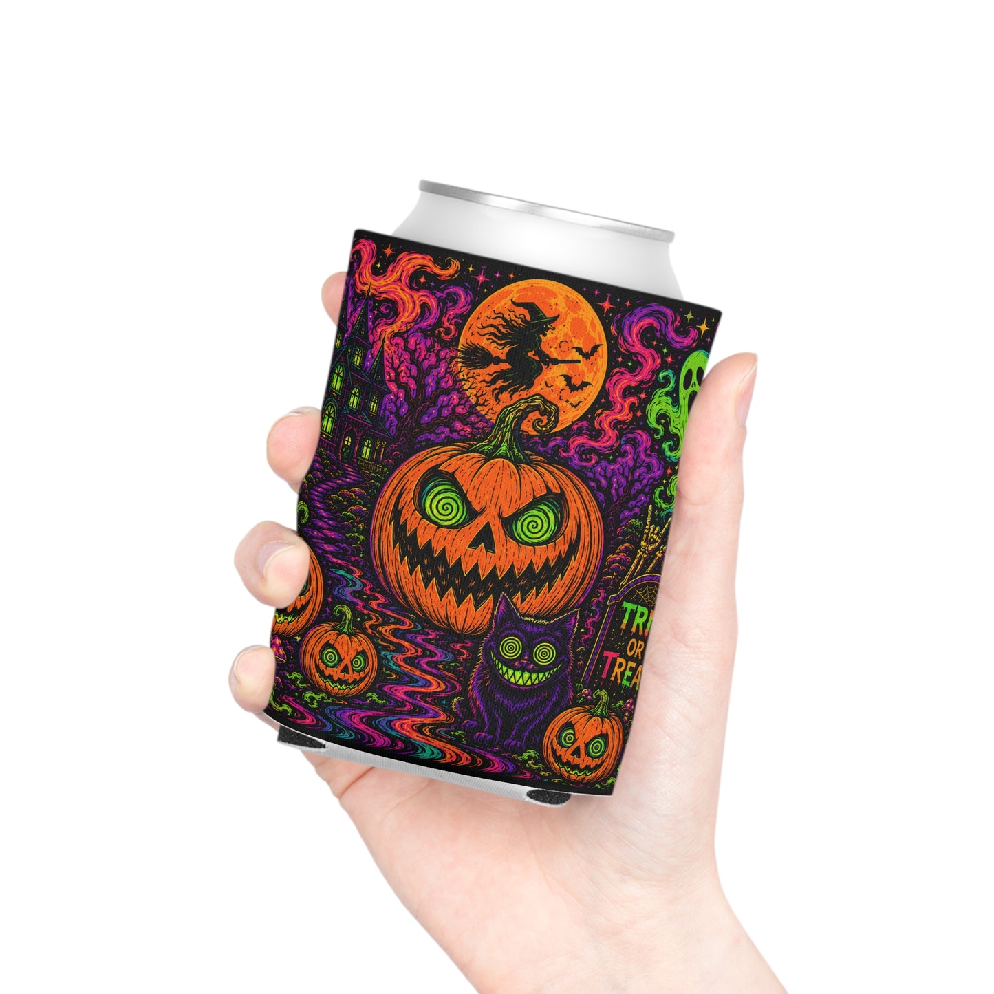 Trip or Treat - Psychedelic Halloween Beer and Soda Koozie