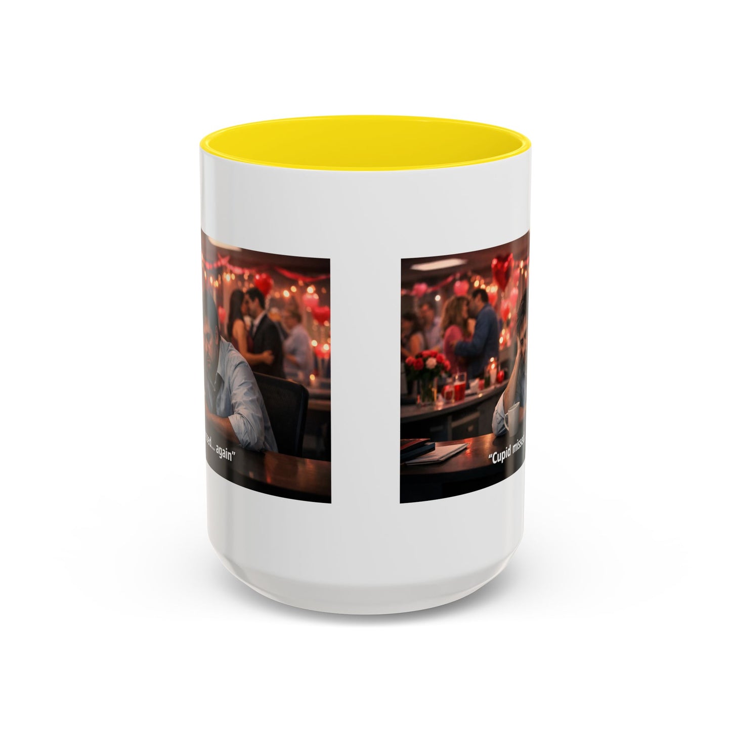 Cupid Missed… Again Funny Valentine Office Party Coffee Mug | Anti-Valentine Humorous Work Mug