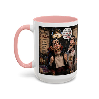The Count’s Sugar Problem — Funny Vampire Halloween Mug (Accent Colors - Black, Red, Orange, Purple, Pink 11oz/15oz)