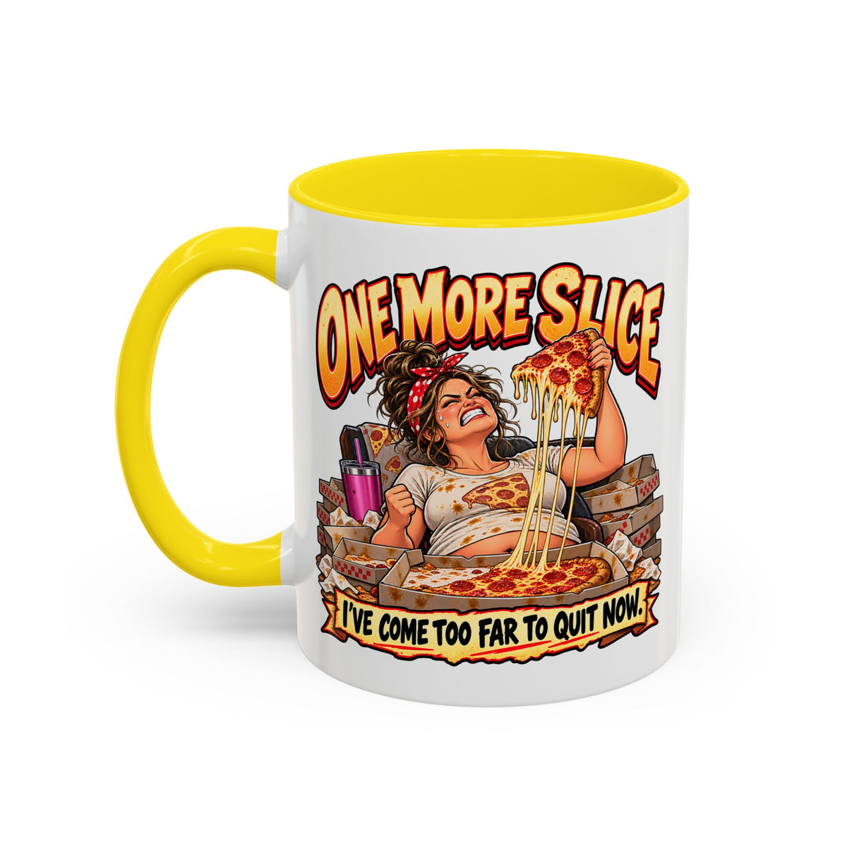 "One More Slice" – Fun Retro Female Pizza Lover - Accent Coffee Mug (11oz/15oz)